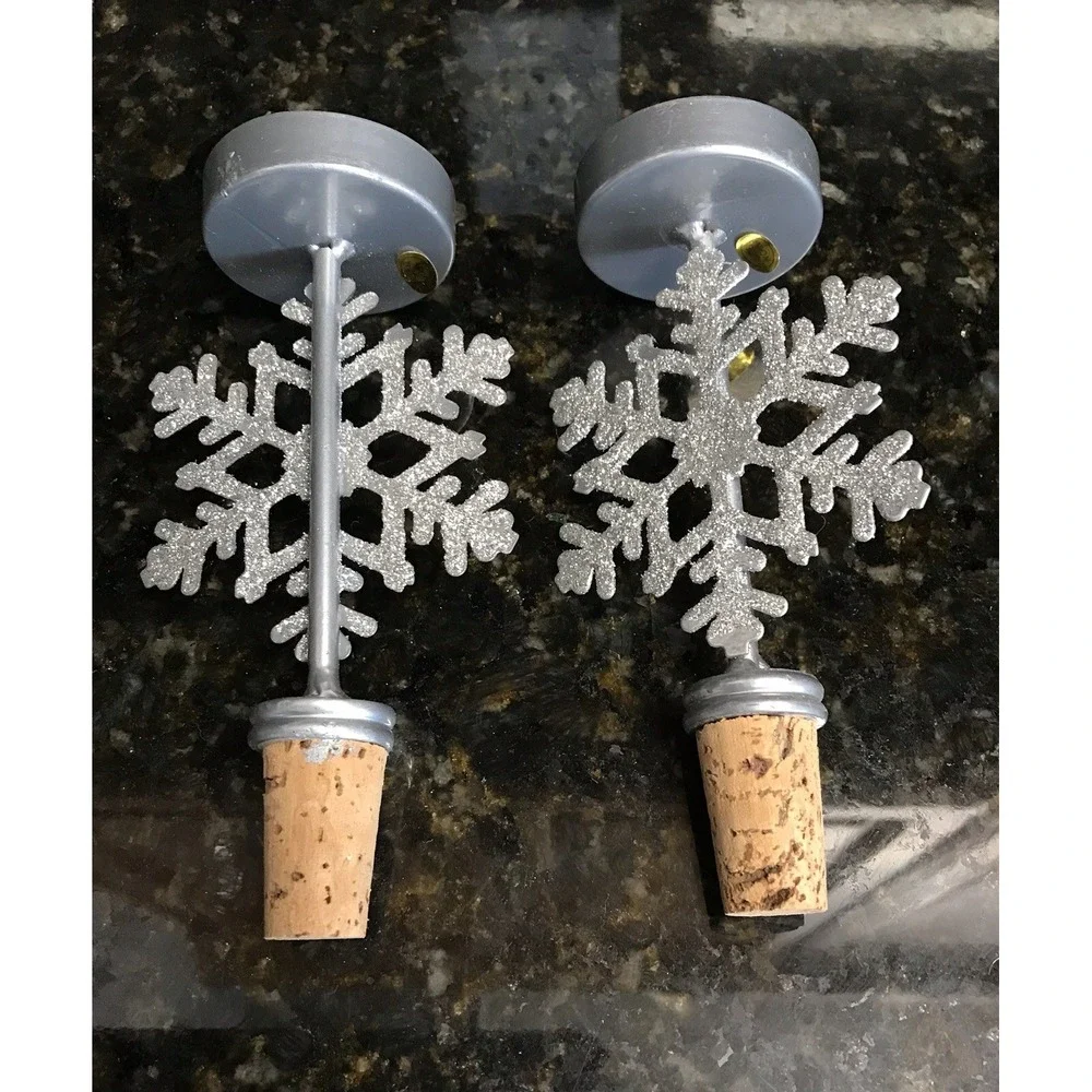 Snowflake Wine Bottle Stopper Votive Tea Light‎ Candle Holder Christmas Decor